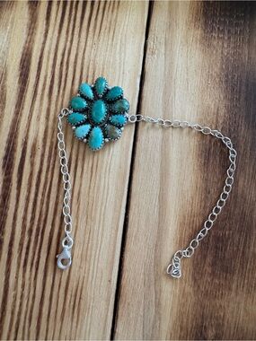 Carico Lake Turquoise Cluster Sterling Silver Bracelet
